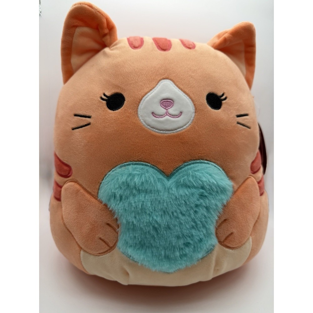 Squishmallows Gigi Orange Tabby Cat Plush 11 in NWT Valentines Fuzzy Heart